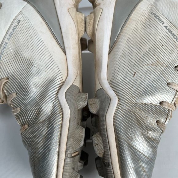 Under Armour Mens 8.5 Leadoff Mid RM 1297315-100 Baseball‎ Cleats White Silver - Picture 7 of 14